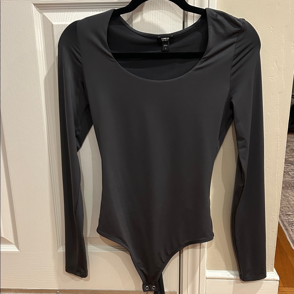 Women's Express Size Small Gray Long Sleeve Bodysuit